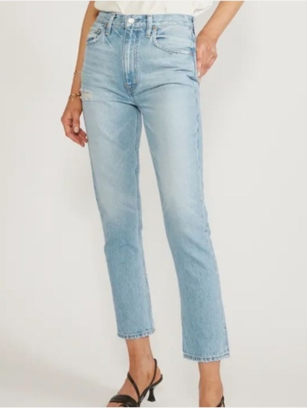 Etica Finn Slim Straight Ankle Jeans 32 Feather River High Rise Anthro NWT